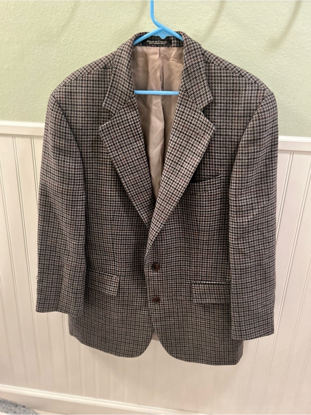 Chaps Ralph Lauren Vintage Men’s Houndstooth Wool Blazer Sports Coat 42R